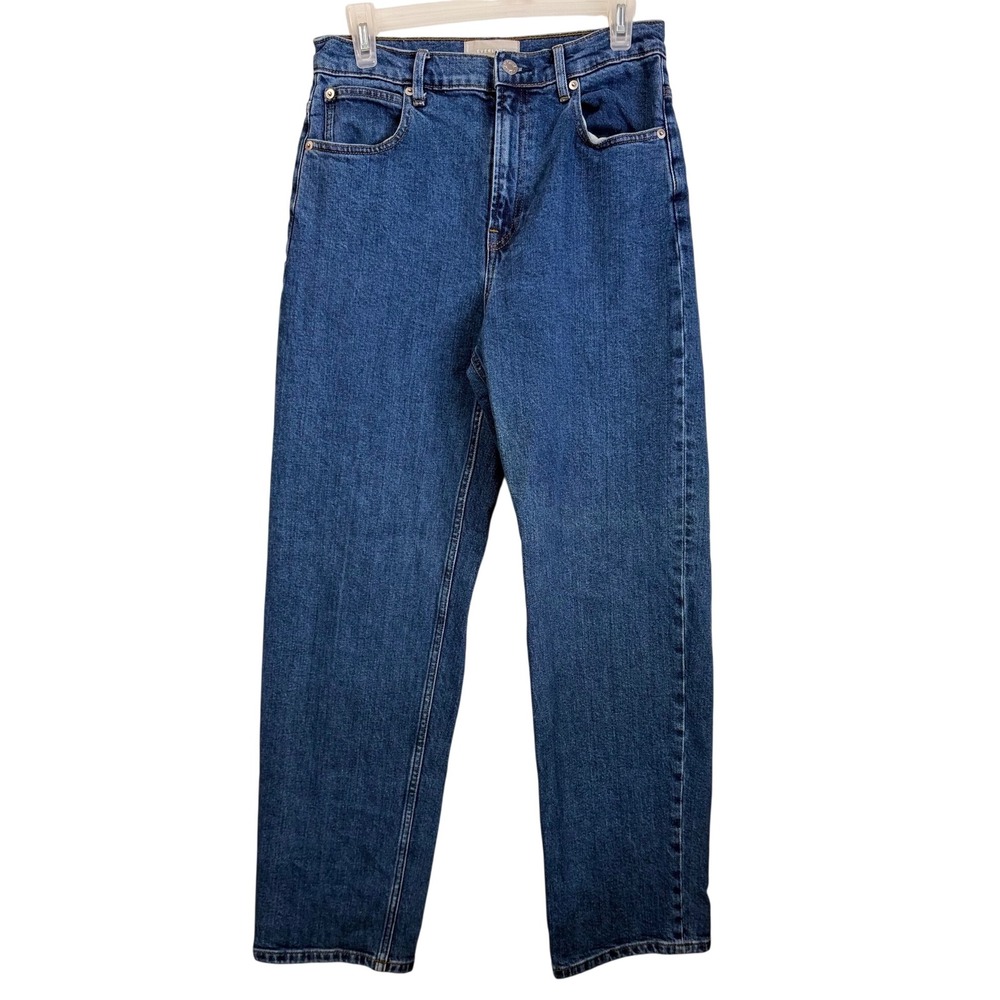 Everlane Hight Waisted Straight Leg Jean Medium Blue Organic Cotton  Denim 28